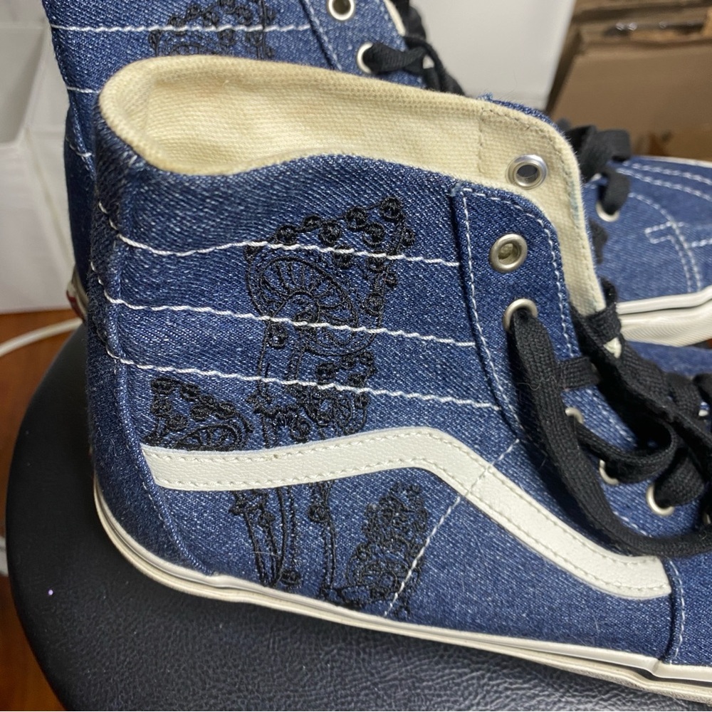Vans Sk8-Hi Tapered Denim Embroidery Men Size 11.5, Women Size 13